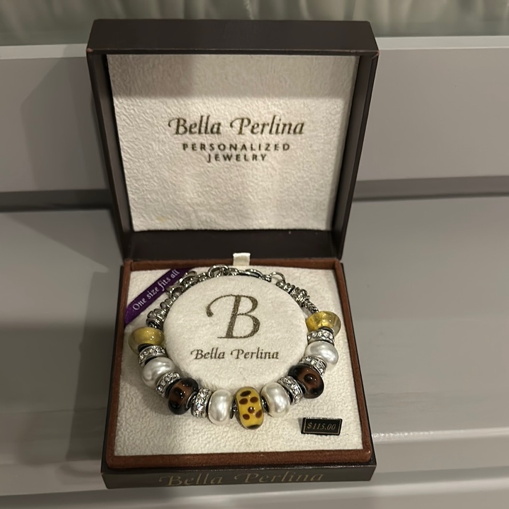 Bella Perlina Yellow and Silver Charm Bracelet